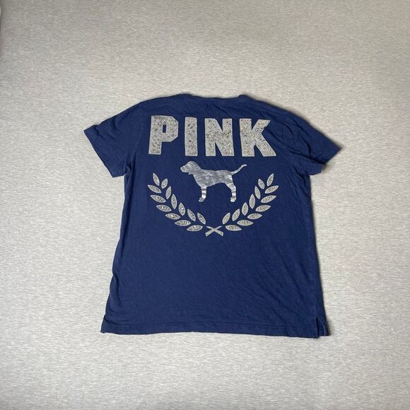 Victoria’s Secret PINK Vintage Bling Campus Short-Sleeve Crew Tee Shirt Top - Picture 9 of 12